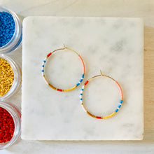 Load image into Gallery viewer, Lake Day weightless round glass bead hoops
