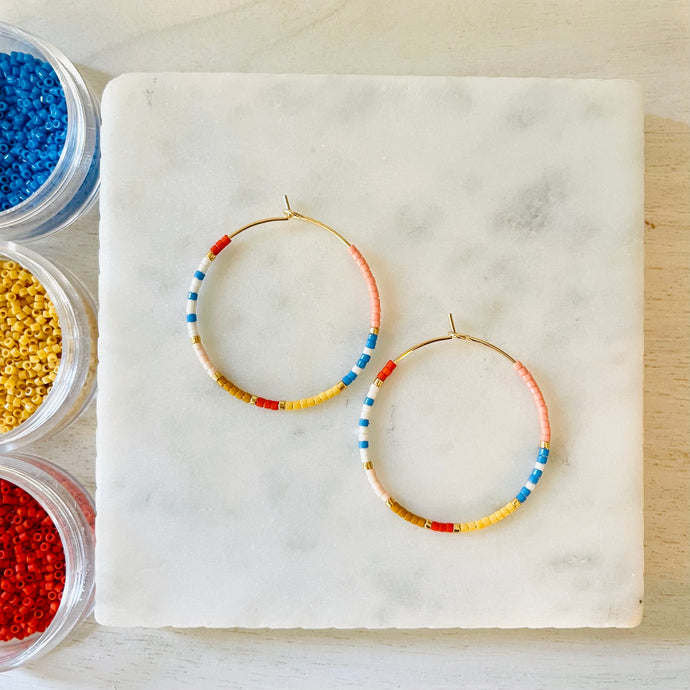 Lake Day weightless round glass bead hoops