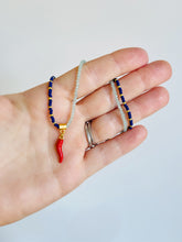 Load image into Gallery viewer, Napoli // red Italian horn pendant beaded glass and gemstone necklace
