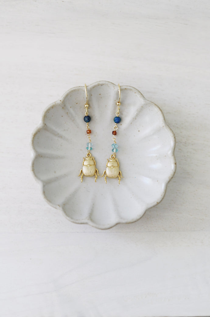 Beetle gemstone dangles
