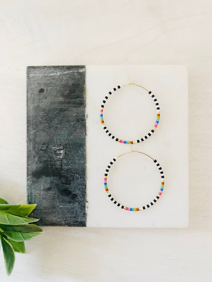 Carousel // weightless glass gold filled miyuki beaded hoops