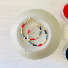 Load image into Gallery viewer, Firecracker Red White and Blue Hoops
