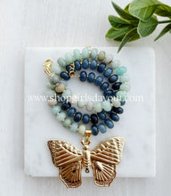 Load image into Gallery viewer, Take Flight// amazonite + jade Butterfly pendant // rondelle gemstone necklace

