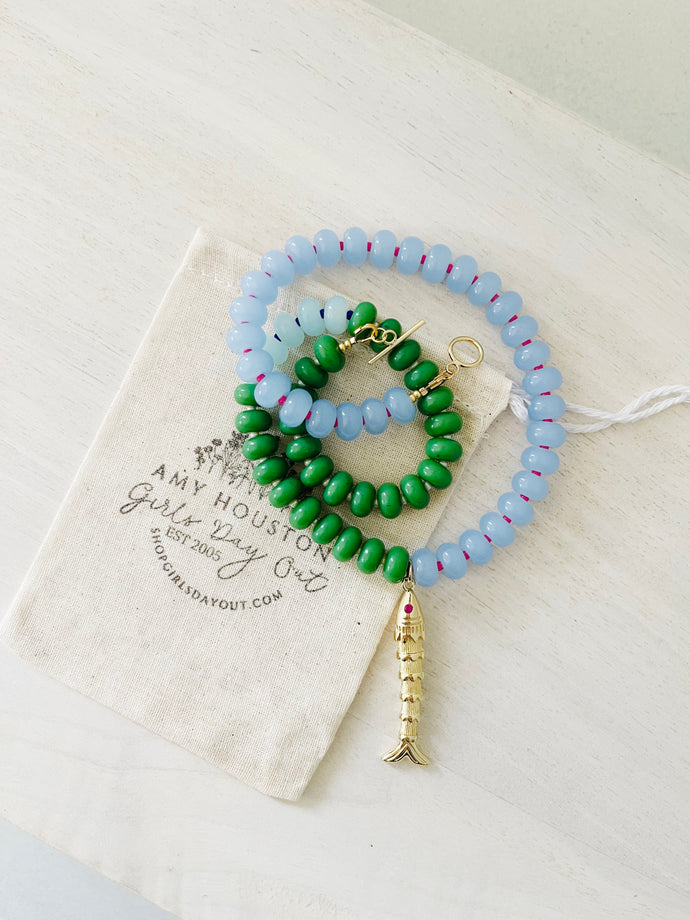 Coast to Coast // fish pendant beaded glass necklace