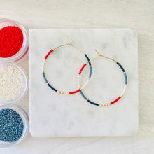 Load image into Gallery viewer, Firecracker Red White and Blue Hoops
