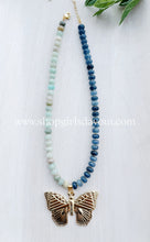 Load image into Gallery viewer, Take Flight// amazonite + jade Butterfly pendant // rondelle gemstone necklace
