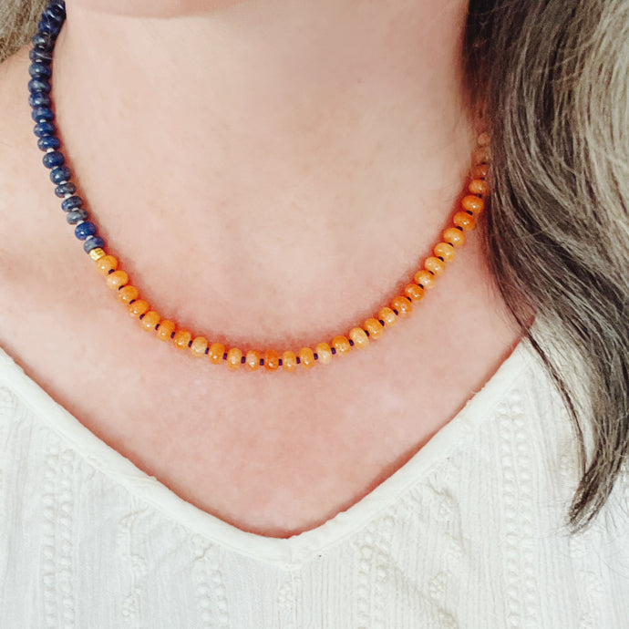 Wahoowa UVA Cavaliers // school spirit statement necklace  // rondelle gemstone necklace