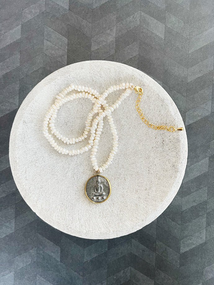 Buddha and Pearls pendant necklace