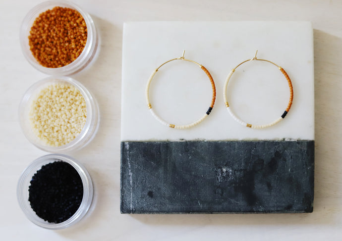 Caribou // weightless glass gold filled miyuki beaded hoops
