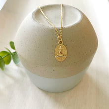 Load image into Gallery viewer, Meditation Silhouette shield pendant necklace
