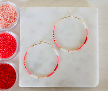 Load image into Gallery viewer, LOVE 365 colorblock glass bead hoops
