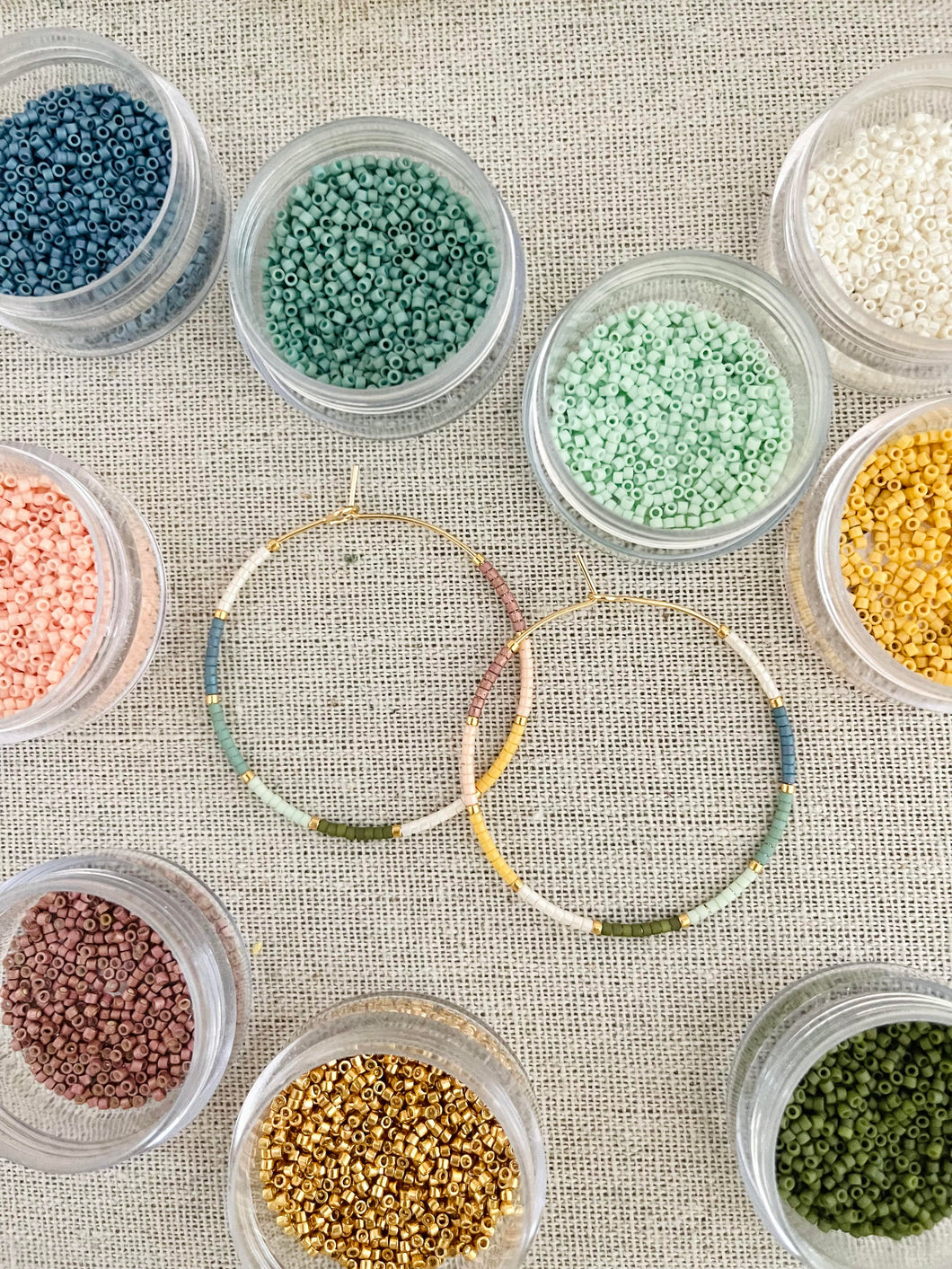 Small Town weightless round glass bead hoops