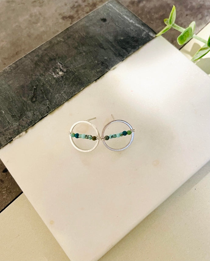 Around the World turquoise post earrings