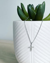 Load image into Gallery viewer, Itty bitty crystal cross necklace
