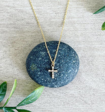 Load image into Gallery viewer, Itty bitty crystal cross necklace
