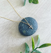 Load image into Gallery viewer, Itty bitty crystal cross necklace
