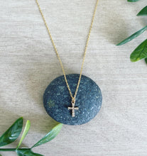 Load image into Gallery viewer, Itty bitty crystal cross necklace
