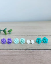 Load image into Gallery viewer, Fresh picked teal flower studs for Mommy &amp; Me
