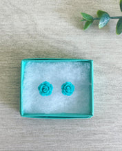 Load image into Gallery viewer, Fresh picked teal flower studs for Mommy &amp; Me
