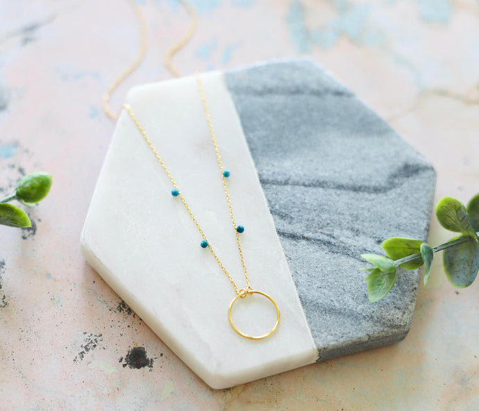 Full Circle minimalist turquoise necklace