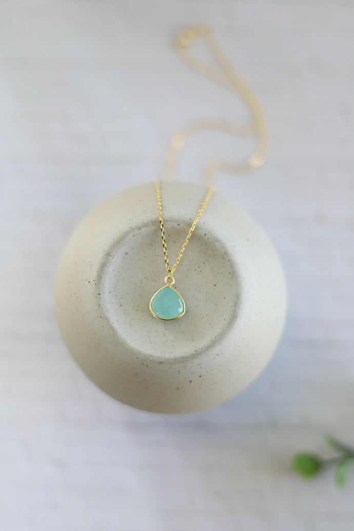 Refresh chalcedony briolette pendant necklace